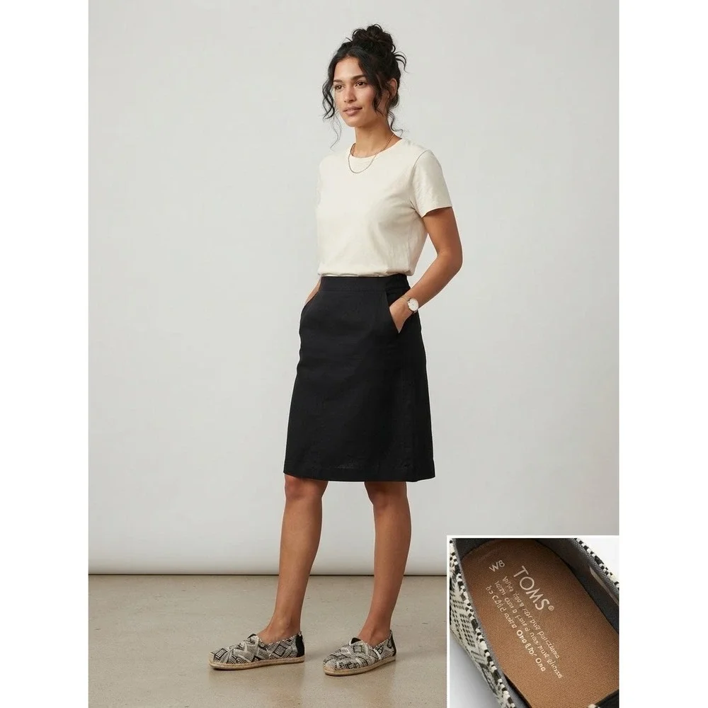 TOMS Womens Alpargata Woven Geometric Espadrille Flats Black White Size 8